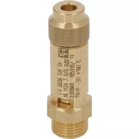 Bezpečnostní ventil bojleru ø 3/8M od značky CE-PED, s maximálním tlakem 2.0 bar, je kompatibilní s kávovarem Faema E61.