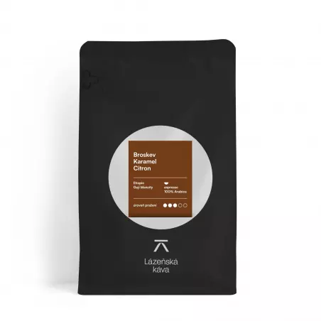 Etiopie Guji Mancity je vysoce kvalitní zrnková káva na espresso s výraznou chutí, pěstovaná na farmě Dimtu Coffee Industry P.L.C.