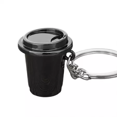 Černý kelímek na kávu od značky Coffea je skvělým dárkem pro milovníky kávy, který se snadno připevní na klíče.