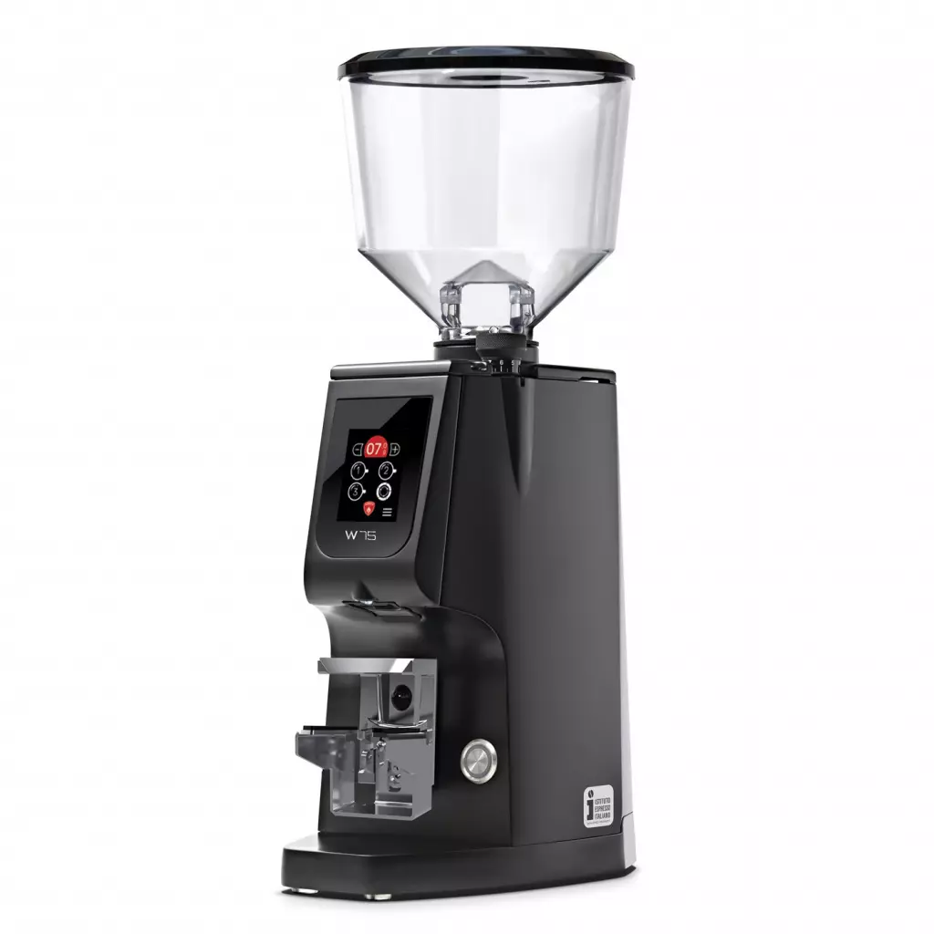 Mlýnek Eureka Atom W 75 v černém provedení je ideální volbou pro restaurace, které hledají kvalitní a efektivní zařízení pro mletí kávy.