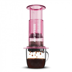 Aeropress ruční kávovar Clear Pink - kompletní set s filtry
