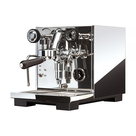 Espresso kávovar Eureka Pura Chrome s chromovým tělem a skupinou E61 zepředu