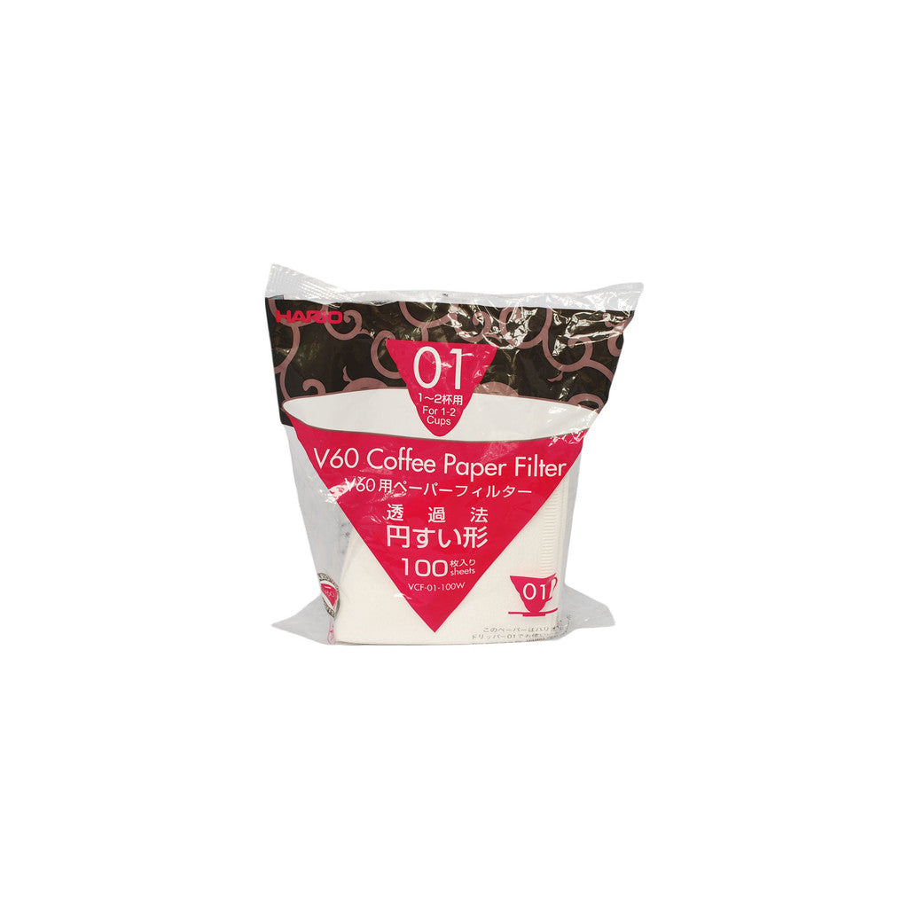 Bílé papírové filtry Hario V60 02, balení 100 kusů, krabička zepředu