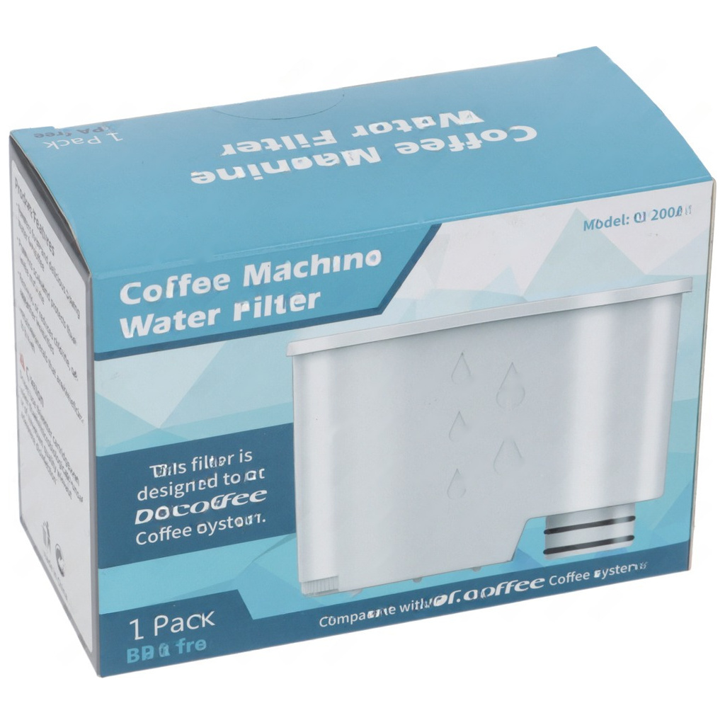 Vodní filtr do kávovaru v krabici, uvnitř bílá vložka se závitem Vodní filtr do kávovaru v krabici, uvnitř bílá vložka se závitem
