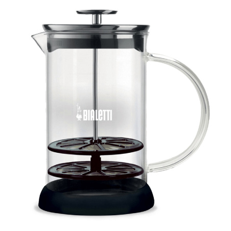 Skleněný ruční napěňovač mléka Bialetti s objemem 330 ml
