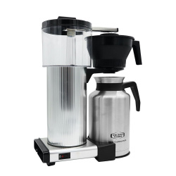 Moccamaster CDT Grand z boku, vidět konvici a topnou desku
