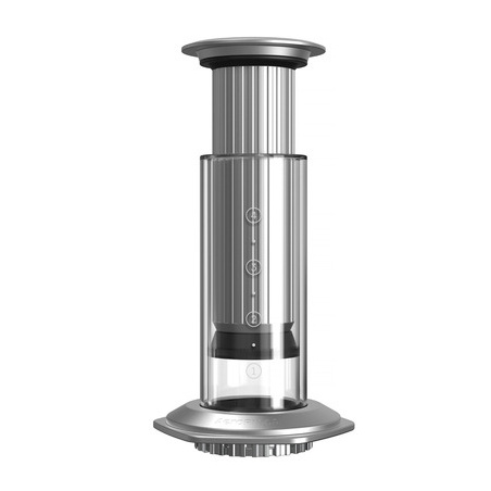 AeroPress Premium z anodizovaného hliníku a skla, kompletní sada