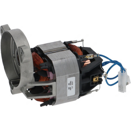 Motor mlýnku Ascaso: stator s měděným vinutím, kryt ventilátoru a konektor s vodiči