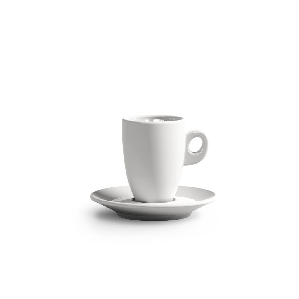 Bílý šálek ClubHouse Giacinto s podšálkem na espresso, 100 ml