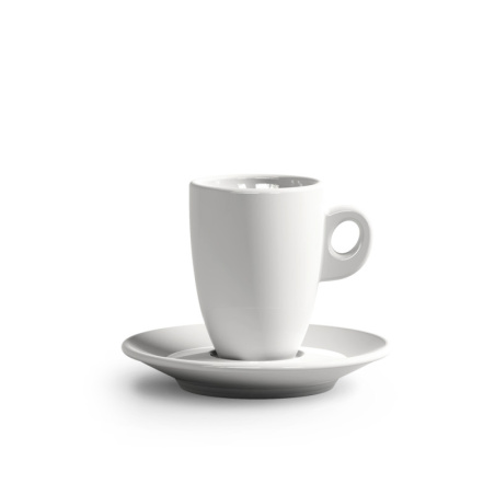 Bílý šálek ClubHouse Giacinto s podšálkem na espresso, 100 ml