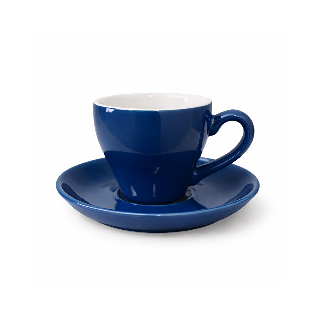 Tmavě modrý šálek Biebri Tulip s podšálkem, 180 ml