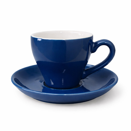 Tmavě modrý šálek Biebri Tulip s podšálkem, 180 ml