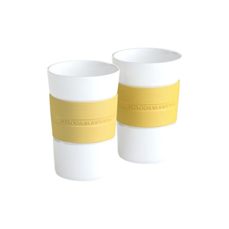 Dva žluté porcelánové hrnky Moccamaster, každý 200 ml