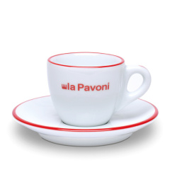Dva espresso šálky La Pavoni s podšálky, každý 75 ml Dva espresso šálky La Pavoni s podšálky, každý 75 ml