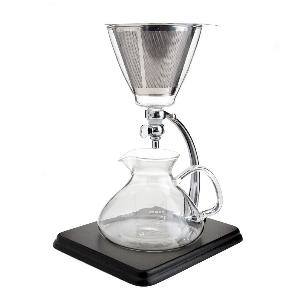 Skleněný překapávač Yama Silverton s ventilkem o objemu 550 ml, celkový pohled Skleněný překapávač Yama Silverton s ventilkem o objemu 550 ml, celkový pohled