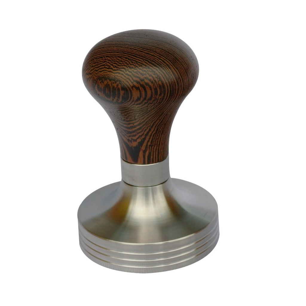 Těžký tamper King s konvexním dnem, nerez a wenge, 58,6 mm Těžký tamper King s konvexním dnem, nerez a wenge, 58,6 mm