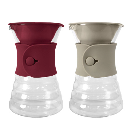 Sada šesti karaf Hario V60 Drip Decanter 700 ml v odstínech Sand a Cranberry, balení