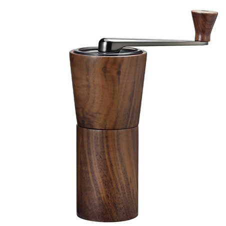 Ruční mlýnek na kávu Hario Coffee Grinder z ořechového dřeva, celkový pohled