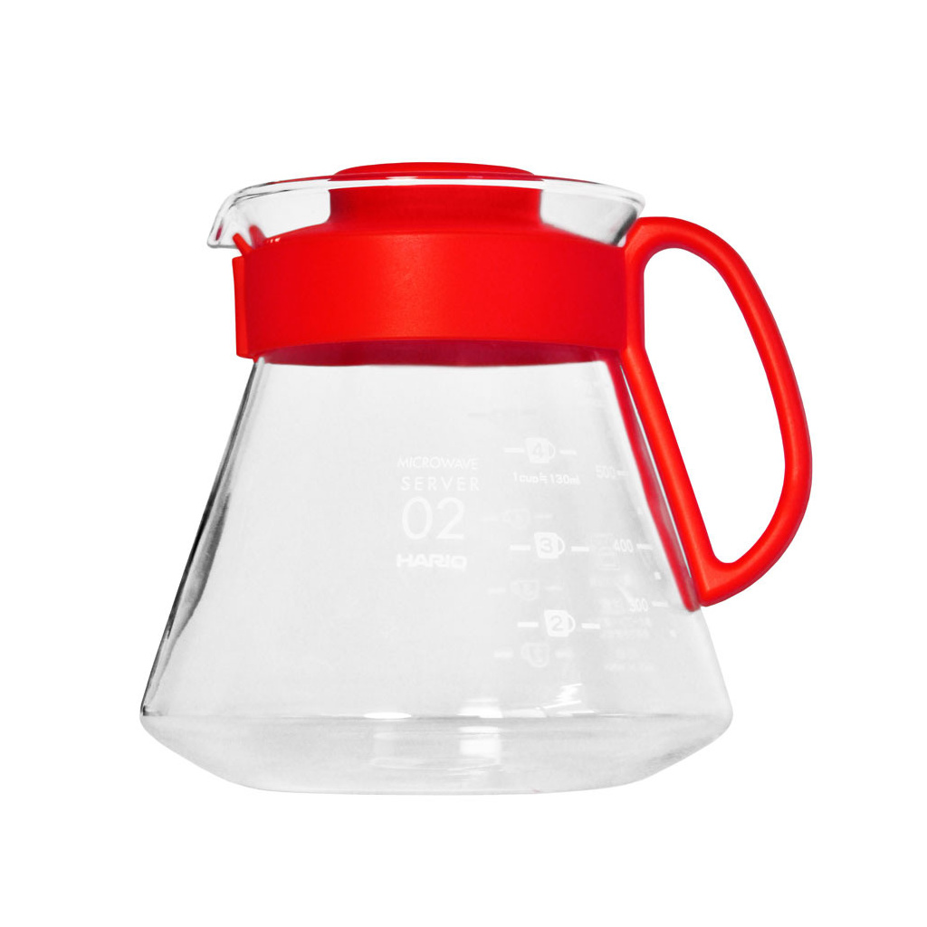 Skleněná konvice Hario V60 Range Server 600 ml v odstínu Desert Red, celkový pohled