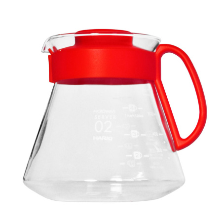 Skleněná konvice Hario V60 Range Server 600 ml v odstínu Desert Red, celkový pohled