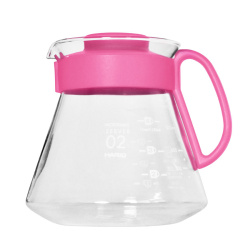 Skleněná konvice Hario V60 Range Server 600 ml, odstín Flamingo Pink, celkový pohled