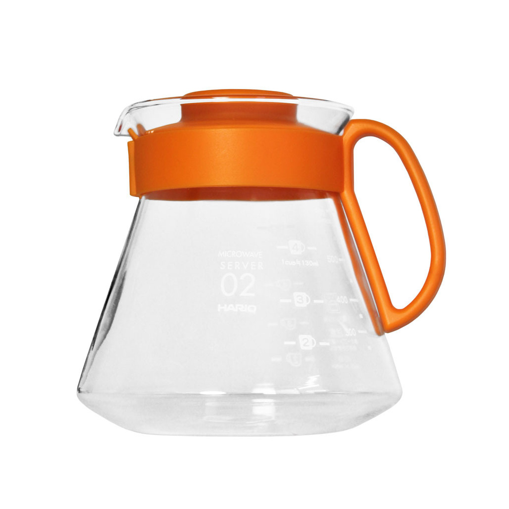 Skleněná konvice Hario V60 Range Server 600 ml, odstín Koi Orange, celkový pohled