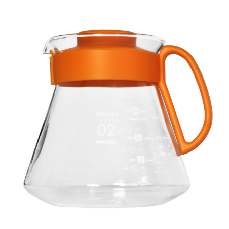 Skleněná konvice Hario V60 Range Server 600 ml, odstín Koi Orange, celkový pohled
