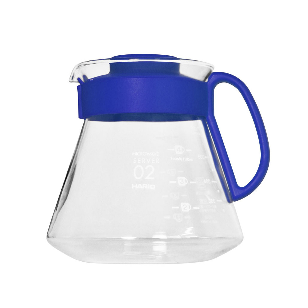 Skleněná konvice Hario V60 Range Server 600 ml, odstín Ocean Blue, celkový pohled