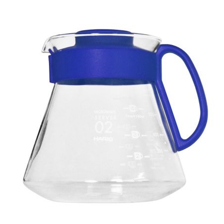 Skleněná konvice Hario V60 Range Server 600 ml, odstín Ocean Blue, celkový pohled