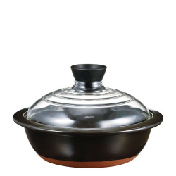 Keramický hrnec Hario Donabe 225 mm se skleněnou poklicí, celkový pohled Keramický hrnec Hario Donabe 225 mm se skleněnou poklicí, celkový pohled