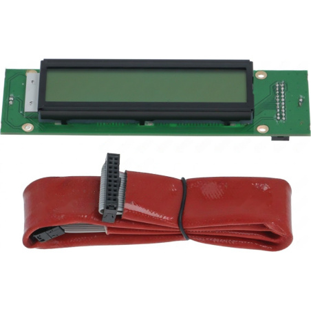 Zelená deska s LCD displejem a konektorovou lištou s piny na boku
