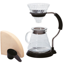 Sada Hario V60 Arm Stand na filtrovanou kávu 02 se stojanem v černé, celkový pohled