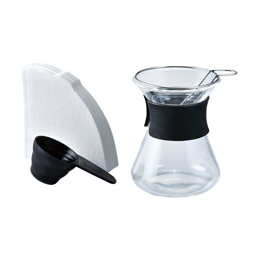 Černý dripper Hario Mini Coffee Dripper 240 ml, celkový pohled Černý dripper Hario Mini Coffee Dripper 240 ml, celkový pohled