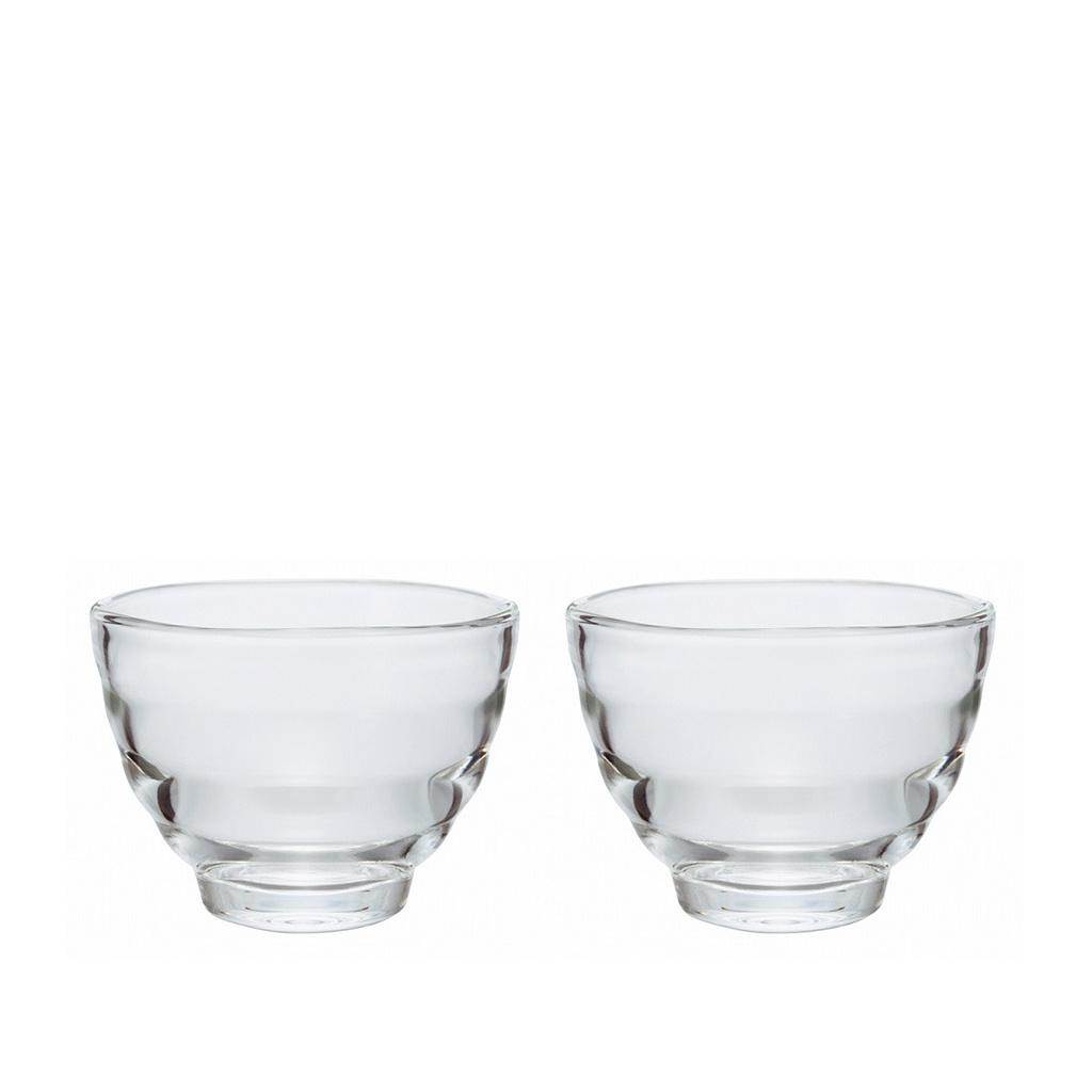 Dvojice skleněných šálků Hario HU-2 po 170 ml, celkový pohled
