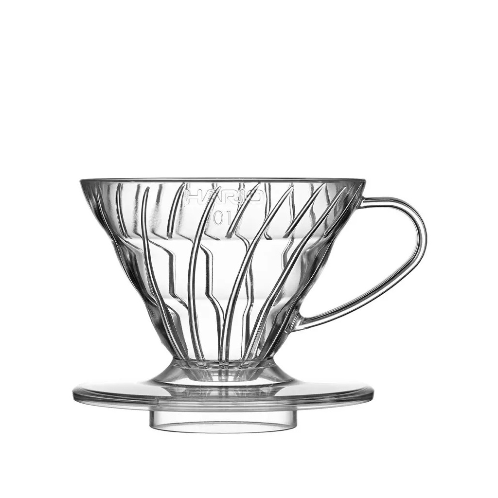 Čirý dripper Hario V60 01 z Tritanu, celkový pohled Čirý dripper Hario V60 01 z Tritanu, celkový pohled