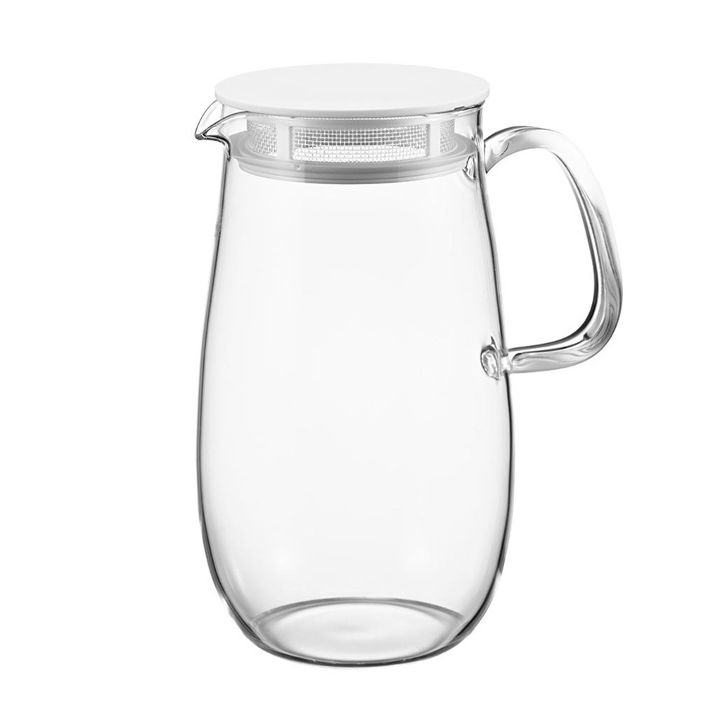 Bílá skleněná konvice na čaj Hario Mugi-chan o objemu 1000 ml, celkový pohled Bílá skleněná konvice na čaj Hario Mugi-chan o objemu 1000 ml, celkový pohled