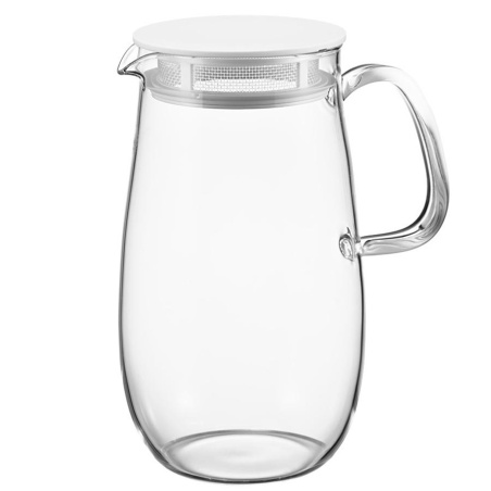 Bílá skleněná konvice na čaj Hario Mugi-chan o objemu 1000 ml, celkový pohled