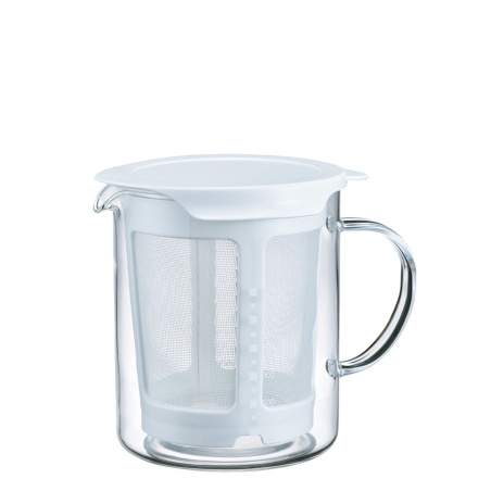 Skleněná nádoba se sítkem Hario Dashi Pot 600 ml v bílé, celkový pohled