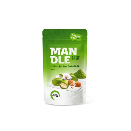 Pražené mandle obalené v bílé čokoládě s čajem Matcha Tea