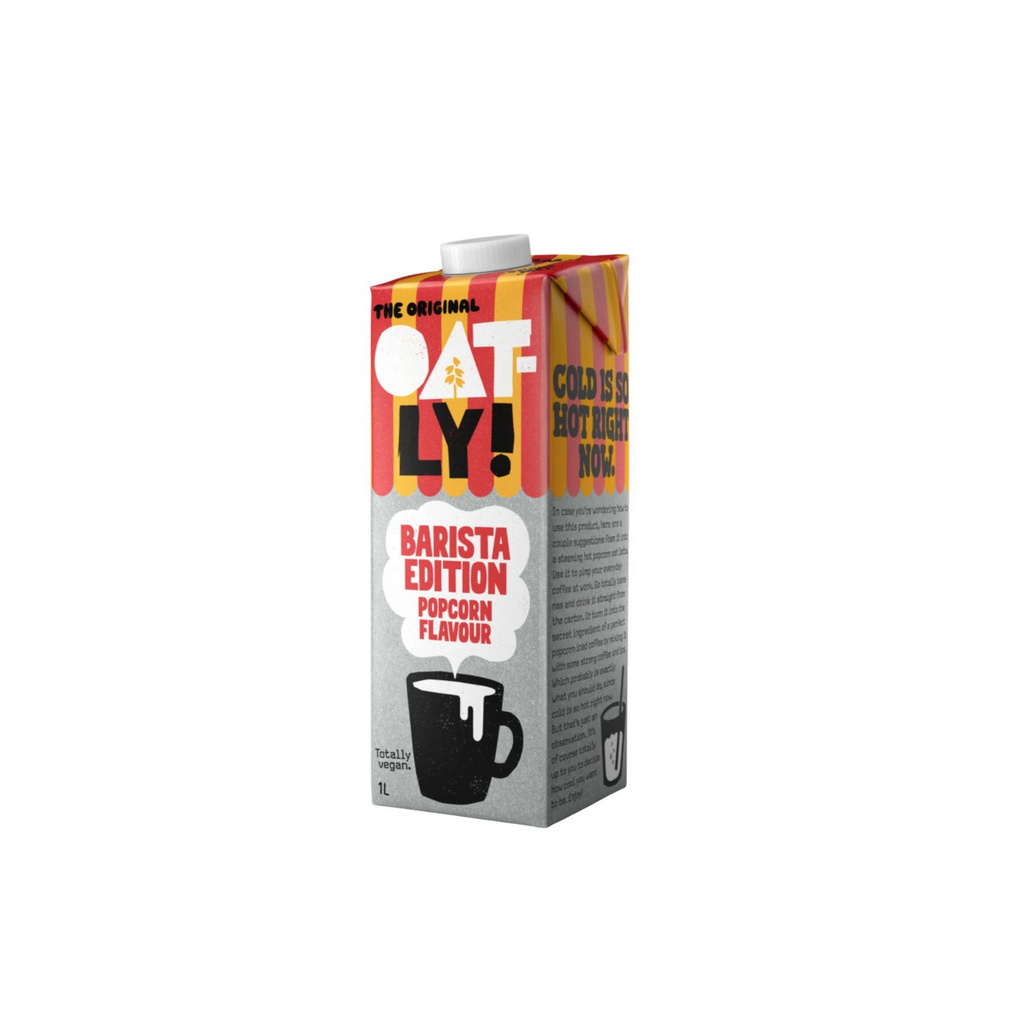 Oatly Barista Popcorn, ovesný nápoj s popcornovou příchutí, 1 l Oatly Barista Popcorn, ovesný nápoj s popcornovou příchutí, 1 l