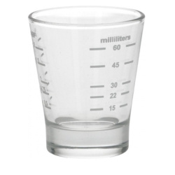 Skleněná baristická odměrka s rozsahem 15 až 60 ml