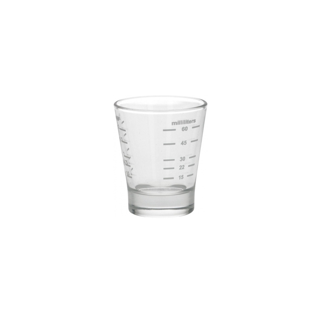 Skleněná baristická odměrka s rozsahem 15 až 60 ml