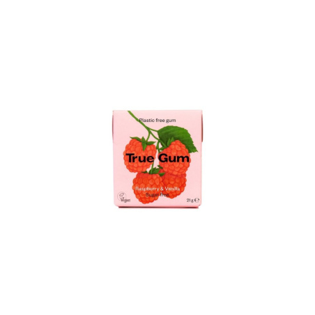 Žvýkačky True Gum ochucené malinou a vanilkou