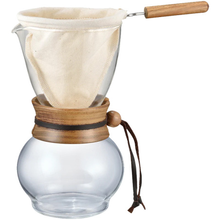 Konvice Hario Woodneck Drip Pot s látkovým filtrem, celkový pohled