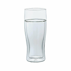 Dvoustěnná sklenice Hario Twin Beer Glass o objemu 380 ml, celkově