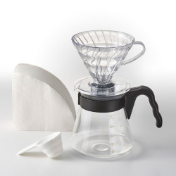 Set Hario V60 s dripperem a konvičkou 02 v černé, celkově
