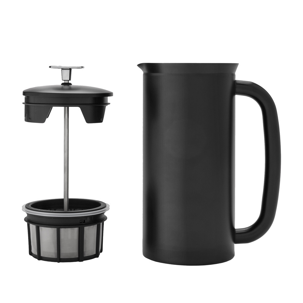 Matně černý french press Espro P7 s dvojitým mikrosítkem, celkově
