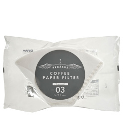 Bílé papírové filtry Hario Pegasus 03 v balení po 100 kusech