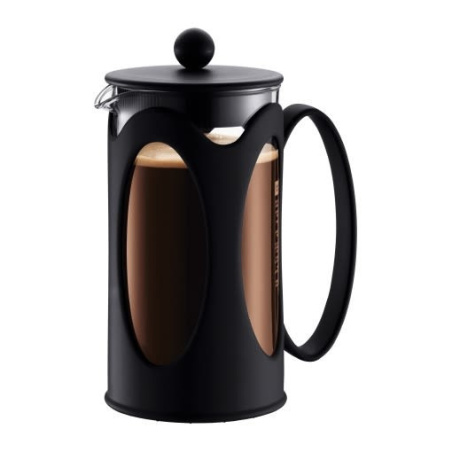 Černý french press Bodum KENYA pro osm šálků, celkový pohled