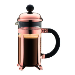 Měděný french press Bodum CHAMBORD s objemem 350 ml, celkový pohled Měděný french press Bodum CHAMBORD s objemem 350 ml, celkový pohled